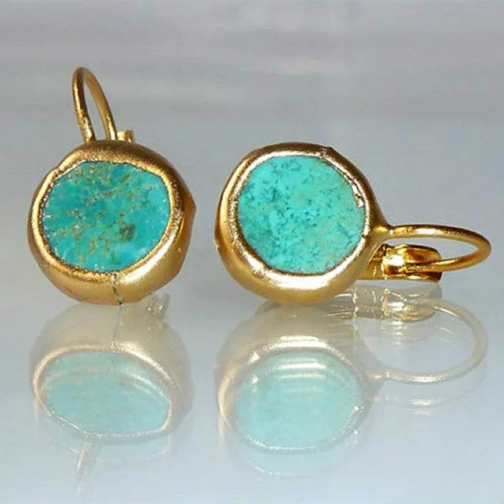 Golden Vitage Earrings with Turquoise