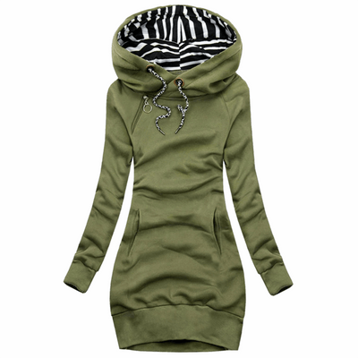 Comfy Serena | Relaxed slim dress with long sleeves and hood