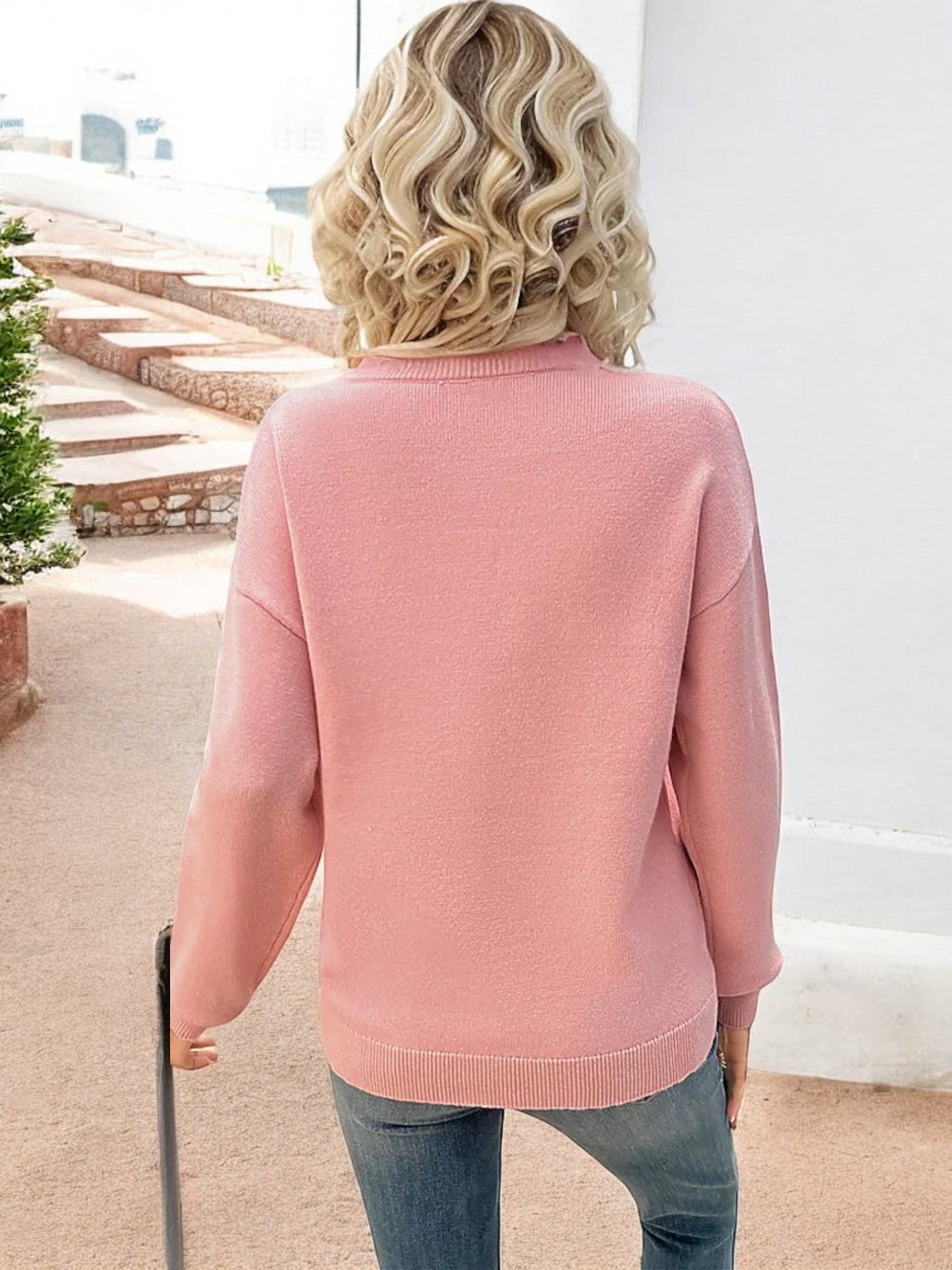 The Classic Lace-Trim V-Neck Sweater