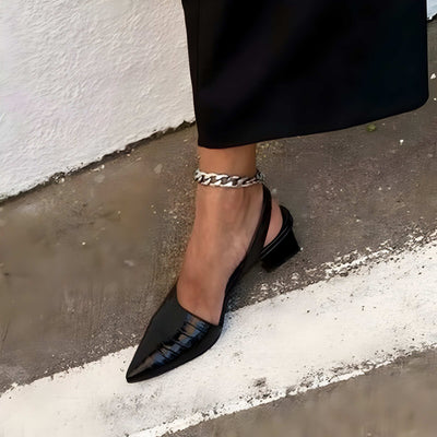 WHITE | low-heeled pumps with open heels