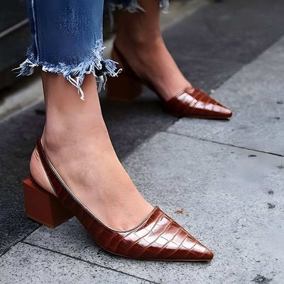 WHITE | low-heeled pumps with open heels