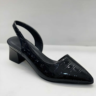 WHITE | low-heeled pumps with open heels