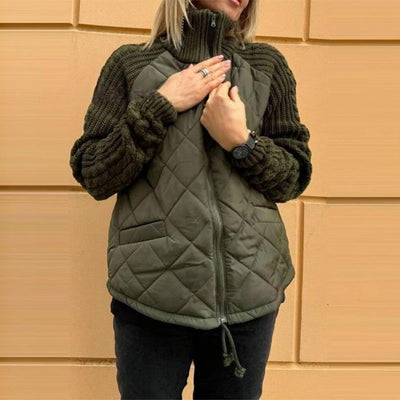 WHITE | Women's knitted patchwork down jacket