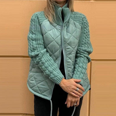 WHITE | Women's knitted patchwork down jacket