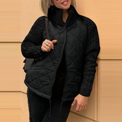 WHITE | Women's knitted patchwork down jacket