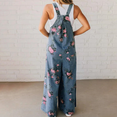 JACKIE | Women's casual printed denim jumpsuit