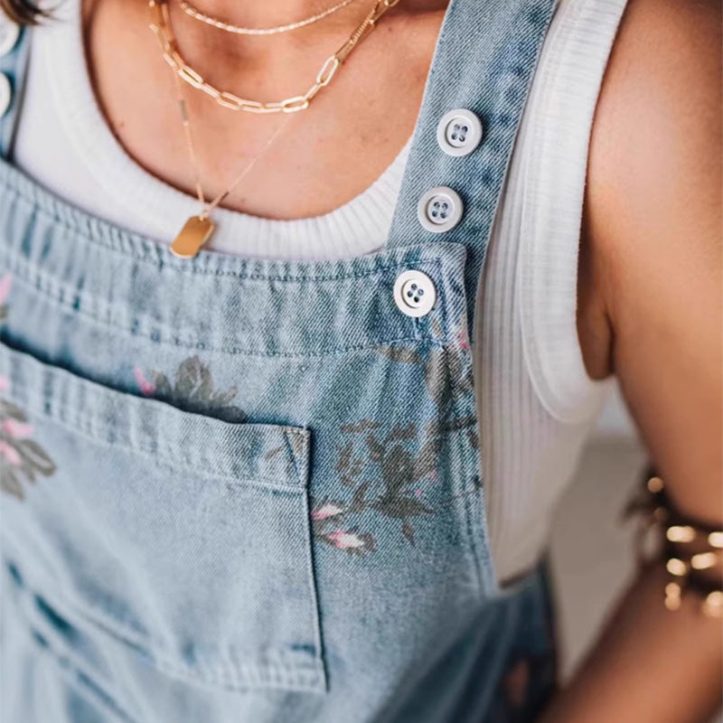 JACKIE | Women's casual printed denim jumpsuit