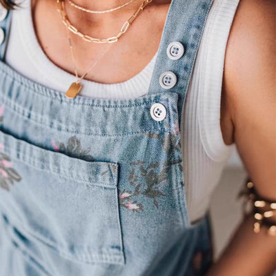 JACKIE | Women's casual printed denim jumpsuit