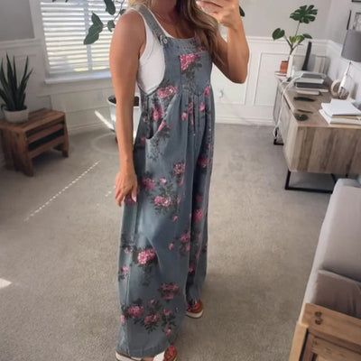 JACKIE | Women's casual printed denim jumpsuit
